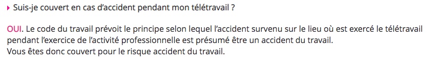 En cas d'accident sur votre lieu de télétravail, il s'agit bien d'un accident de travail